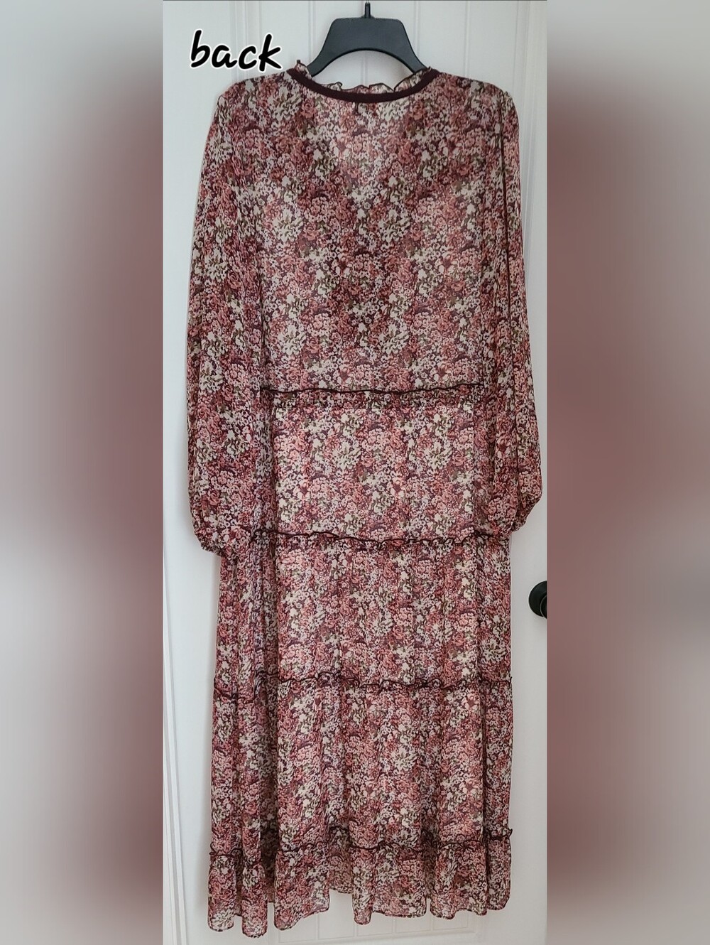 Wonderly Floral Tiered Long Sleeve Maxi Dress - Rose - Picture 2 of 6